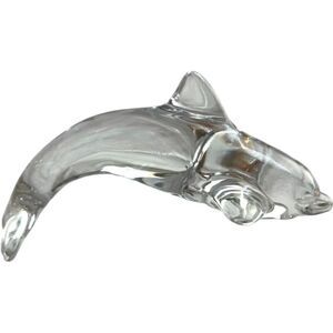 Vintage Daum Fine Crystal Dolphin Sculpture ~ 4.75"h